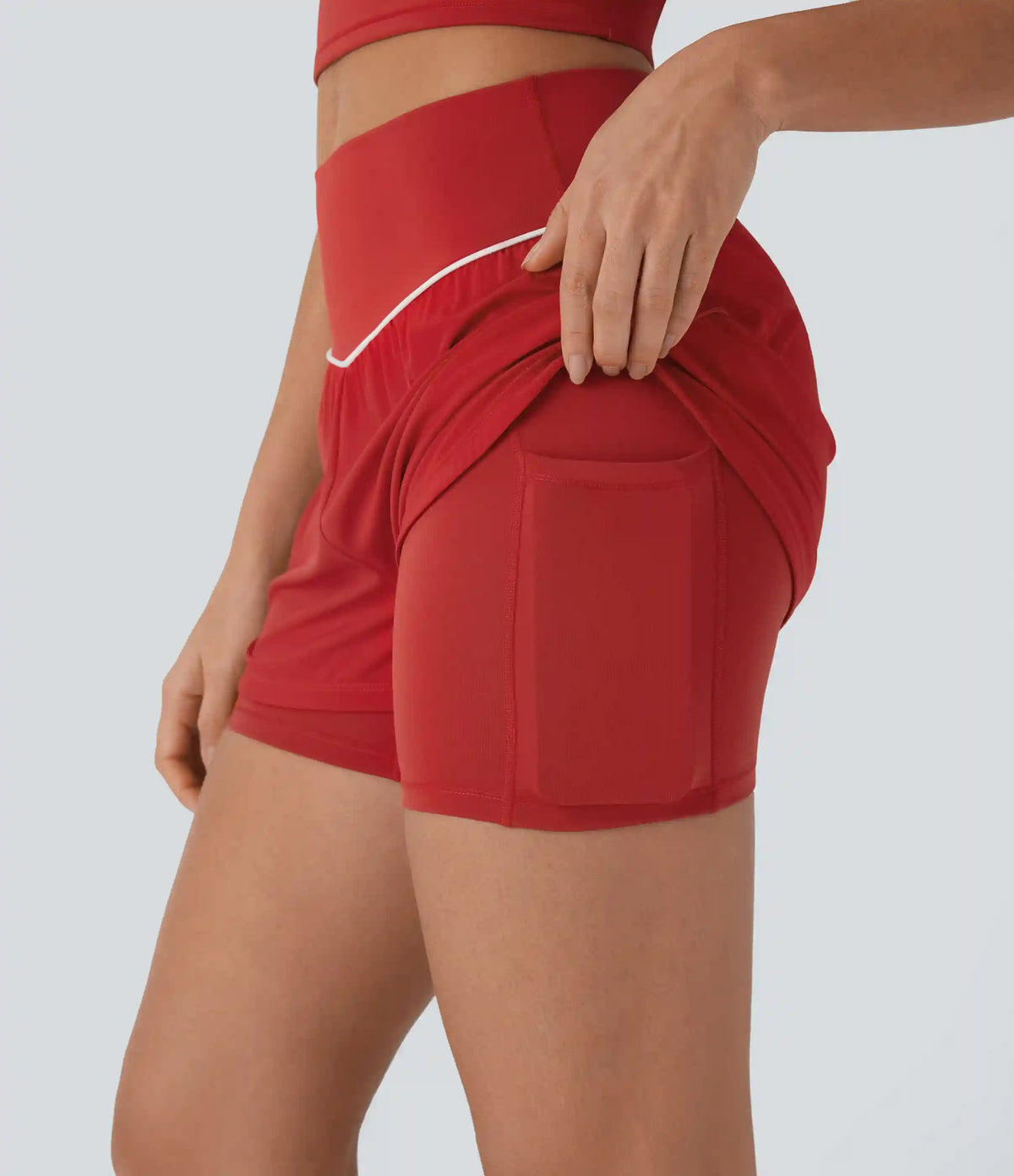Breezeful™ Reflective Mid Rise Tummy Control 2-in-1 Quick Dry Running Shorts 5'' with Pockets