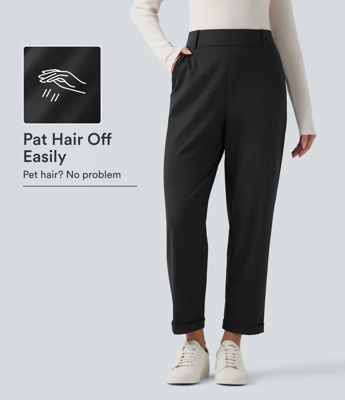 Patitoff™ 2.0 Pet Hair Resistant High Waisted Tapered Casual Pants with Pockets