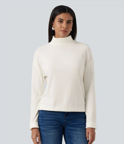 High Neck Long Sleeve Casual Top