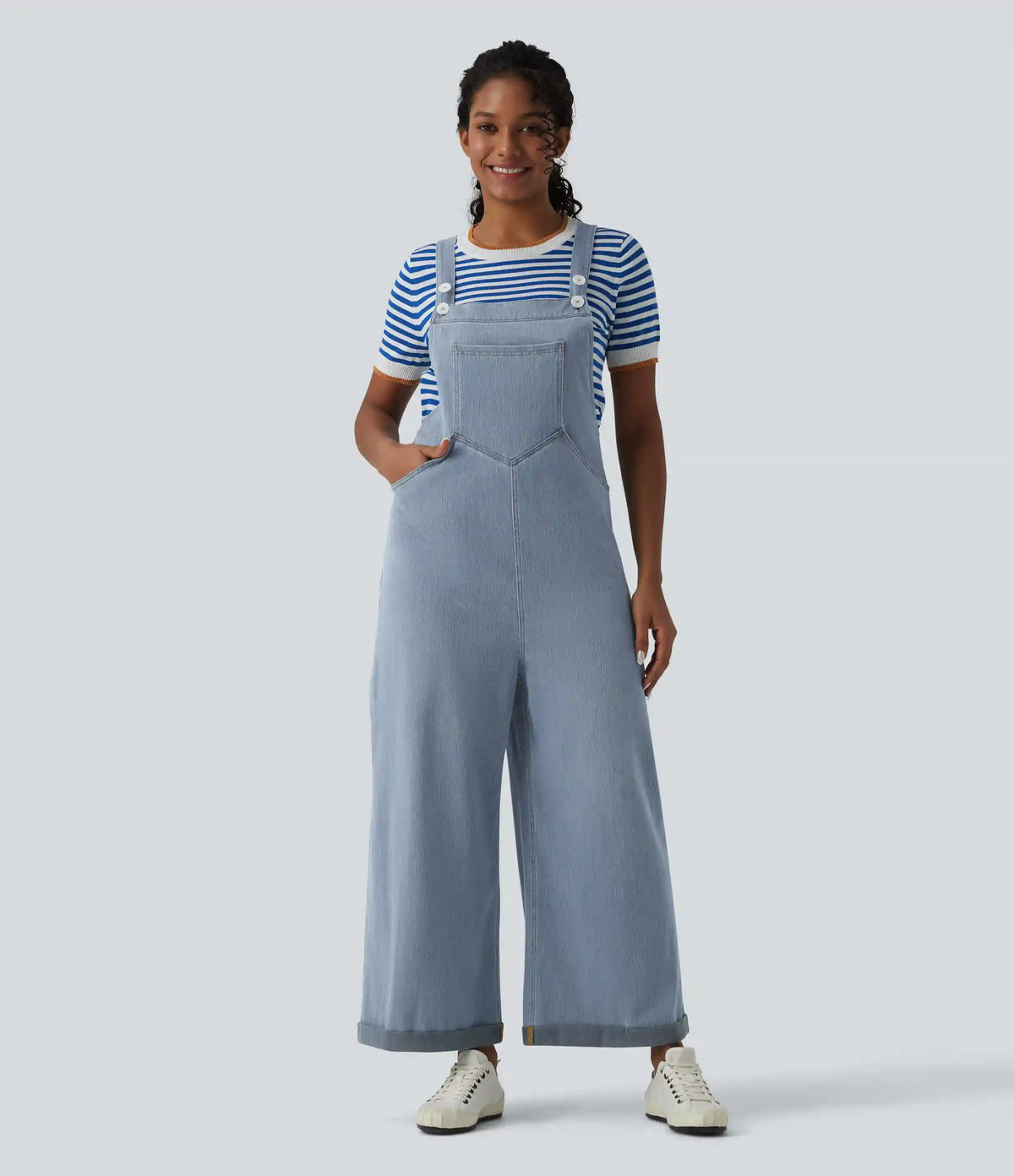 Halara Flex™ Wide Leg Denim Casual Overalls with Pockets