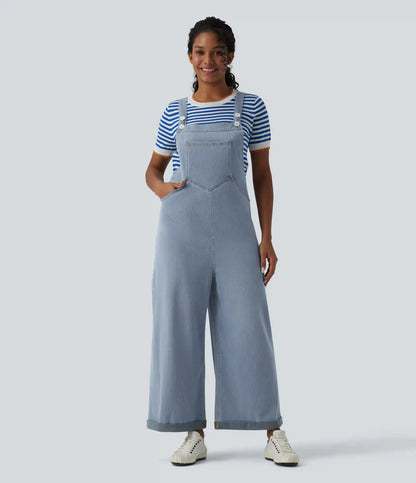 Halara Flex™ Wide Leg Denim Casual Overalls with Pockets