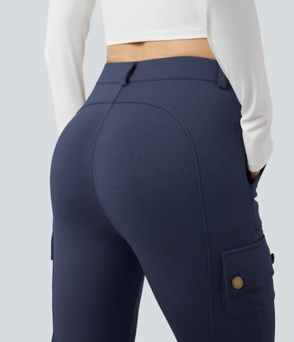 High Waisted Skinny Fleece Hiking Cargo Pants with Pockets