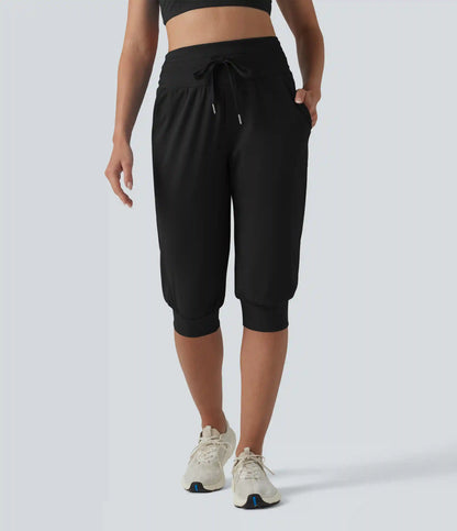 SoftlyZero™ Plush High Waisted Drawstring Tummy Control Yoga Pedal Pushers Joggers with Pockets