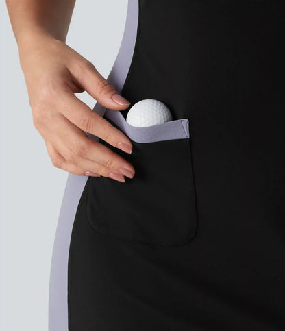 Halara UltraSculpt™ Mock Neck Sleeveless Color Block Mini Golf Dress with Pockets