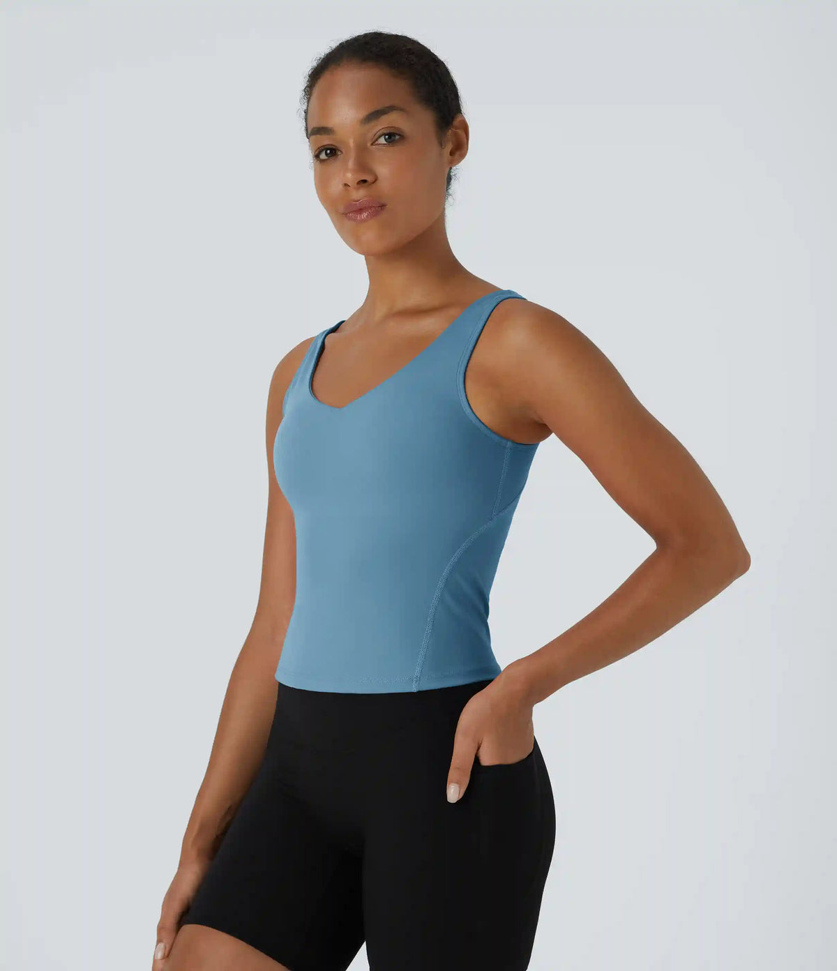 SoftlyZero™ Plush Padded V Neck Plain Tank Top