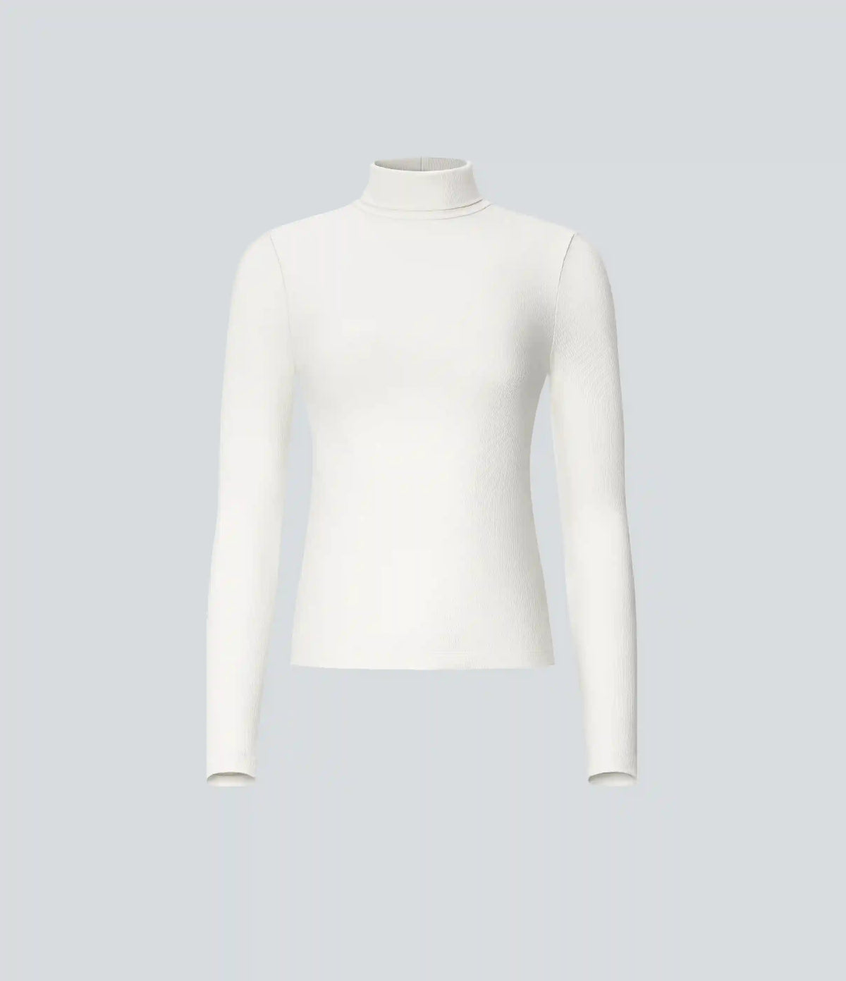 Ribbed Knit High Collar Long Sleeve Casual Top