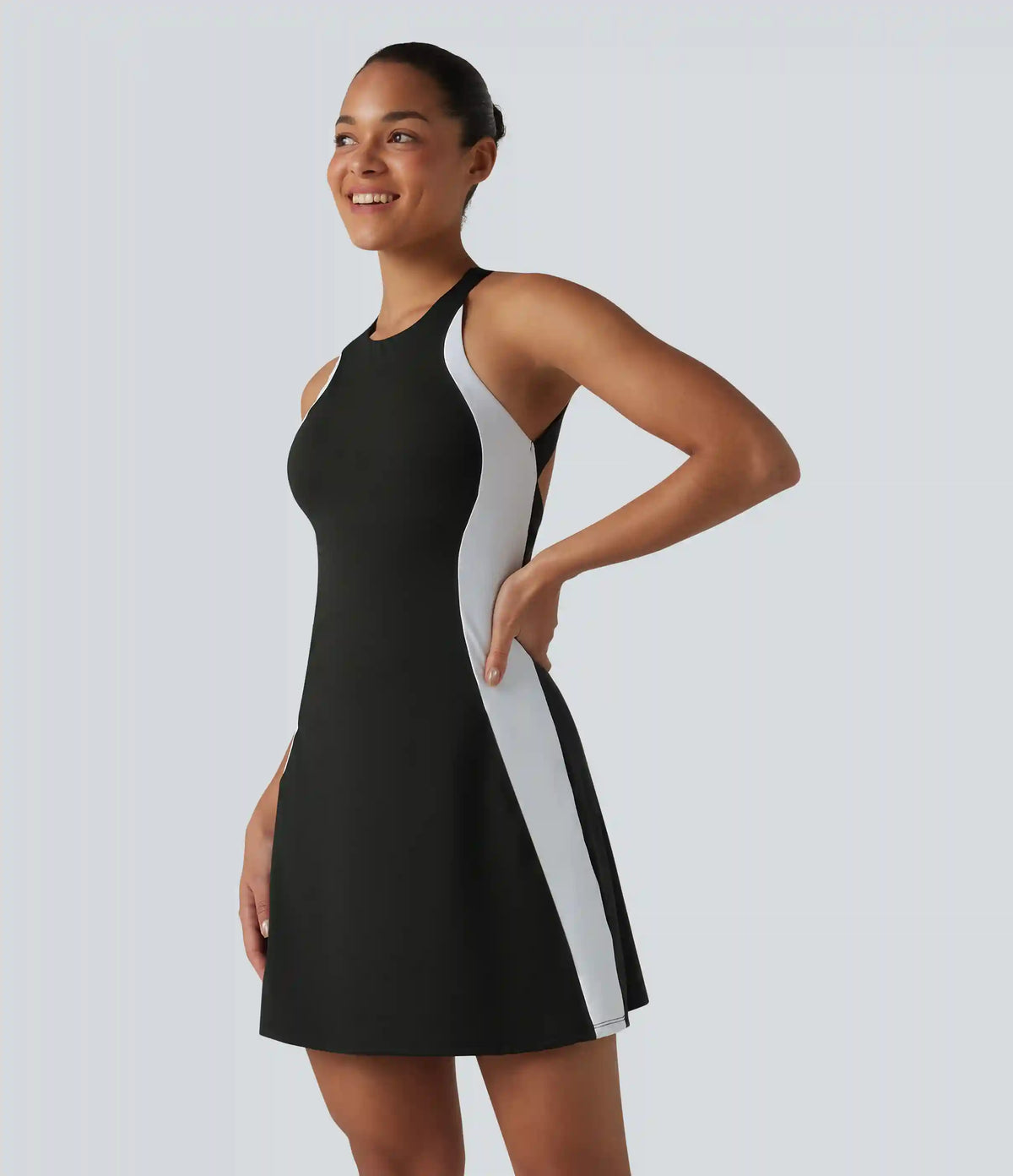 Softlyzero™ Airy Built-in Bra Color Block 2-in-1 InstantCool Mini Tennis Active Dress with Pockets-Easy Peezy Edition