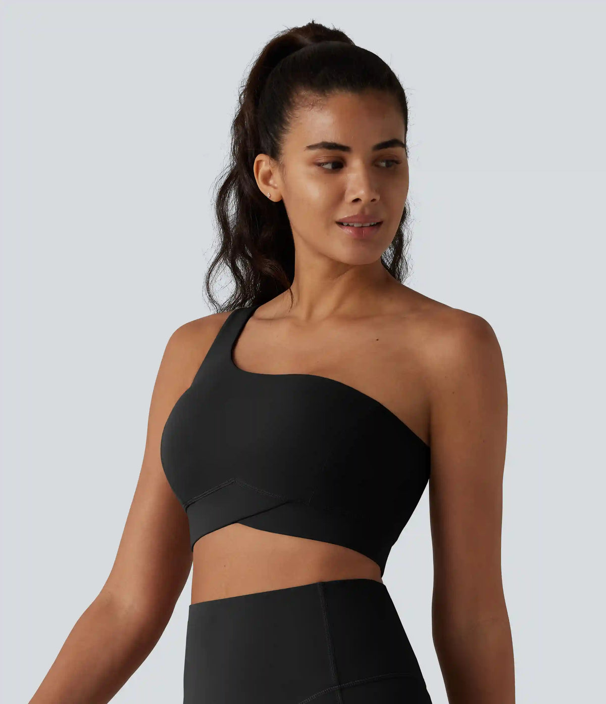 Halara UltraSculpt™ Low Support One-Shoulder Crossover Hem Built-in Bra Yoga Sports Bra