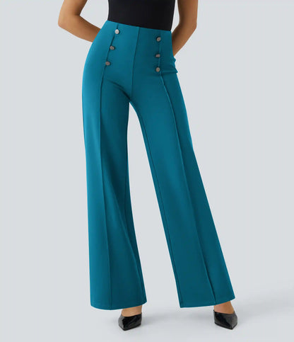 High Waisted Pocket Wide Leg Work Pants
