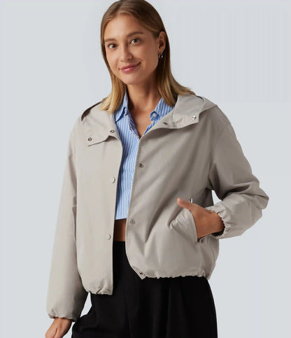 Hooded Long Sleeve Casual Jacket with Pockets