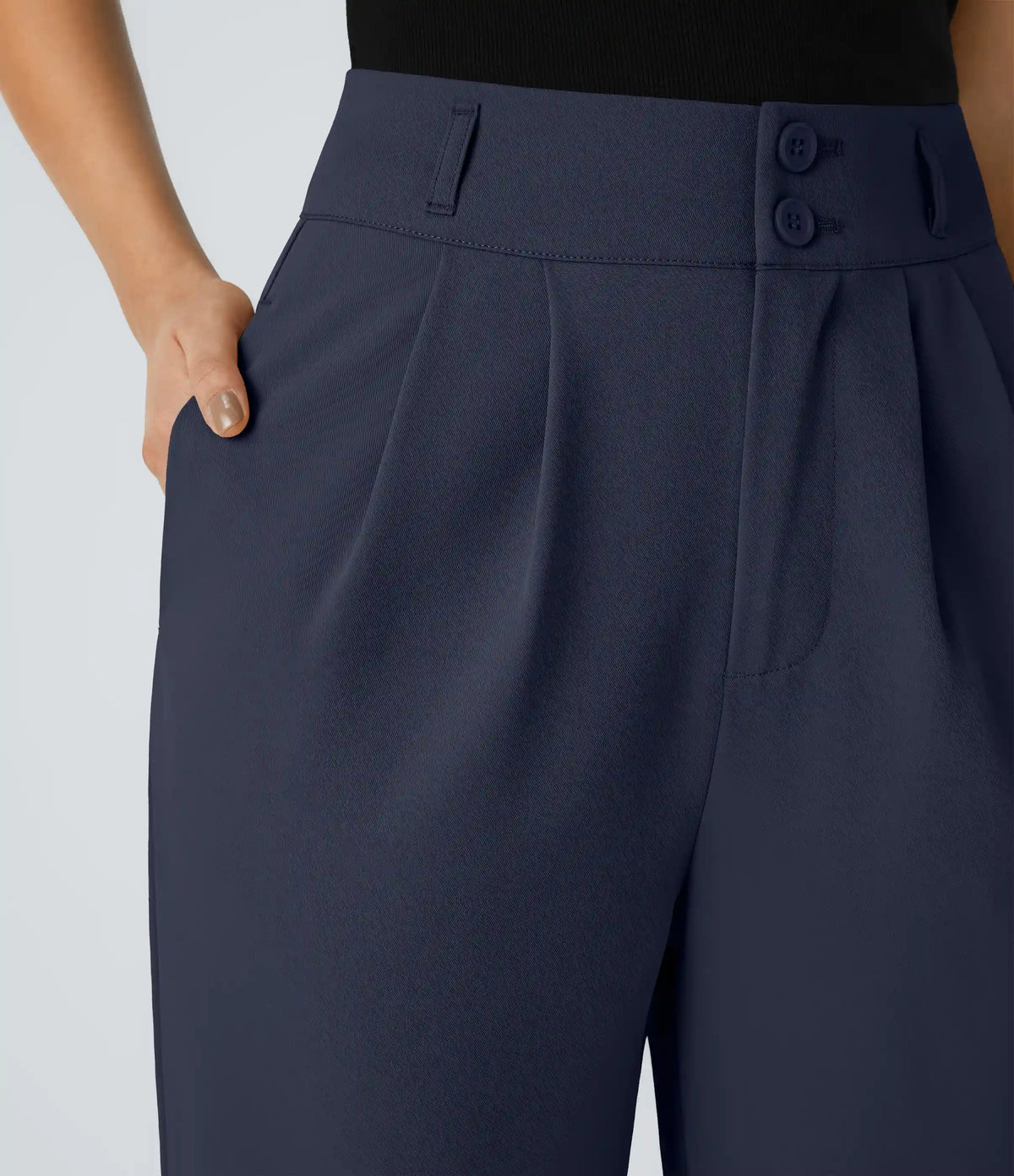 Halara Flex™ High Waisted Zipper Pocket Shirred Straight Leg Work Pants