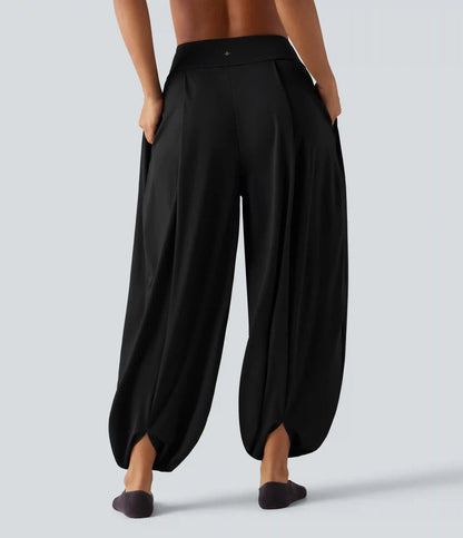 Mid Rise Bubble Yoga Joggers with Pockets