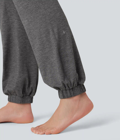 High Waisted Ruched Dance Balloon Joggers with Pockets