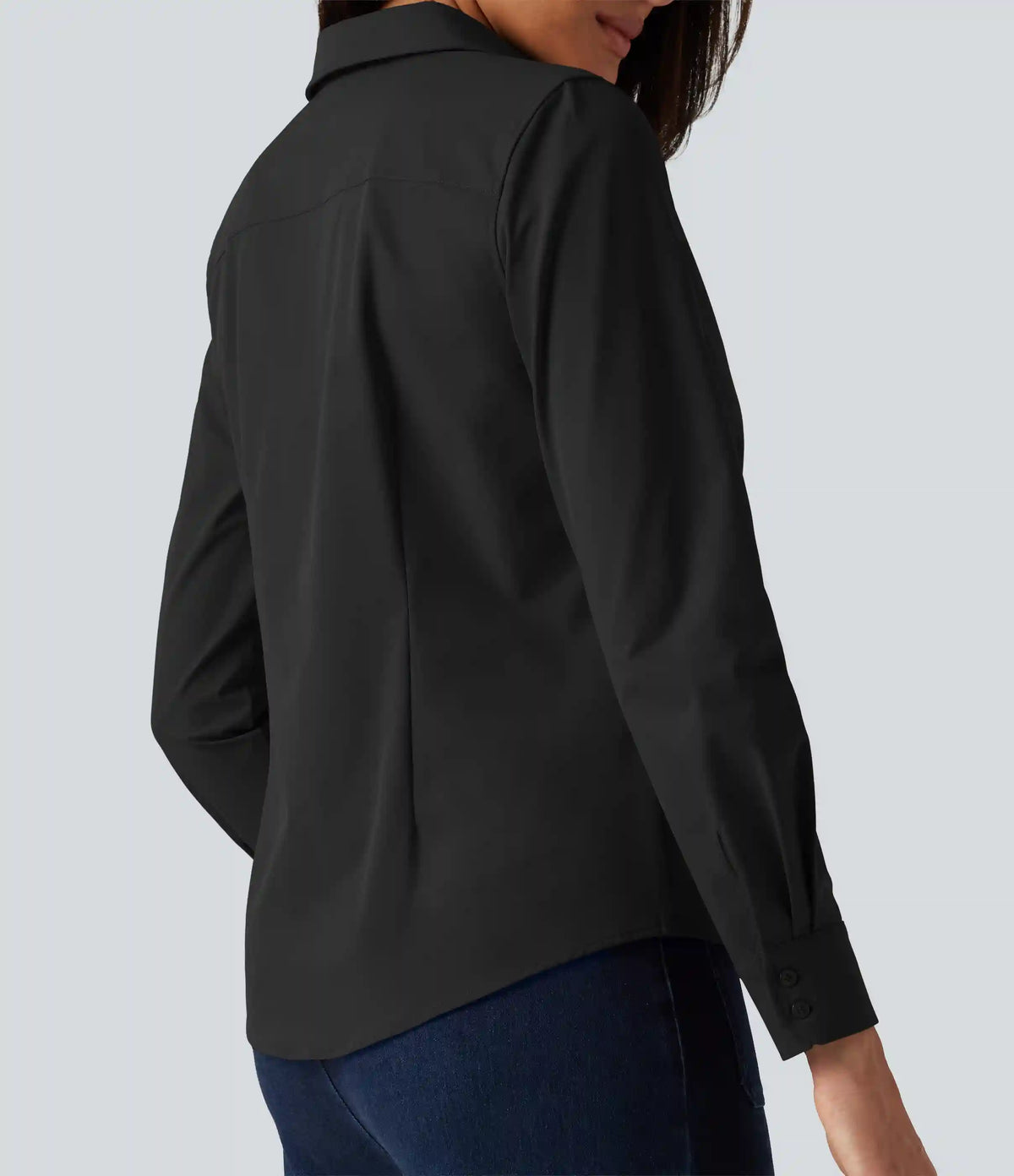 Long Sleeve Curved Hem Work Shirt