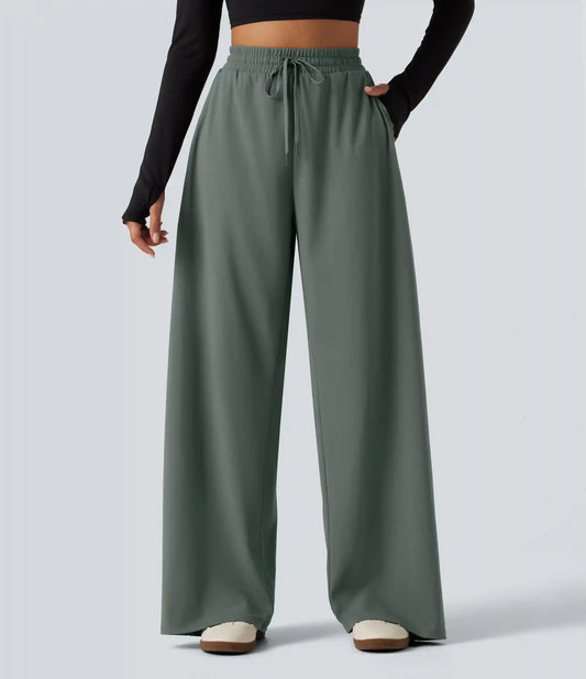 DayStretch High Waisted Drawstring Barrel Leg Dance Pants with Pockets