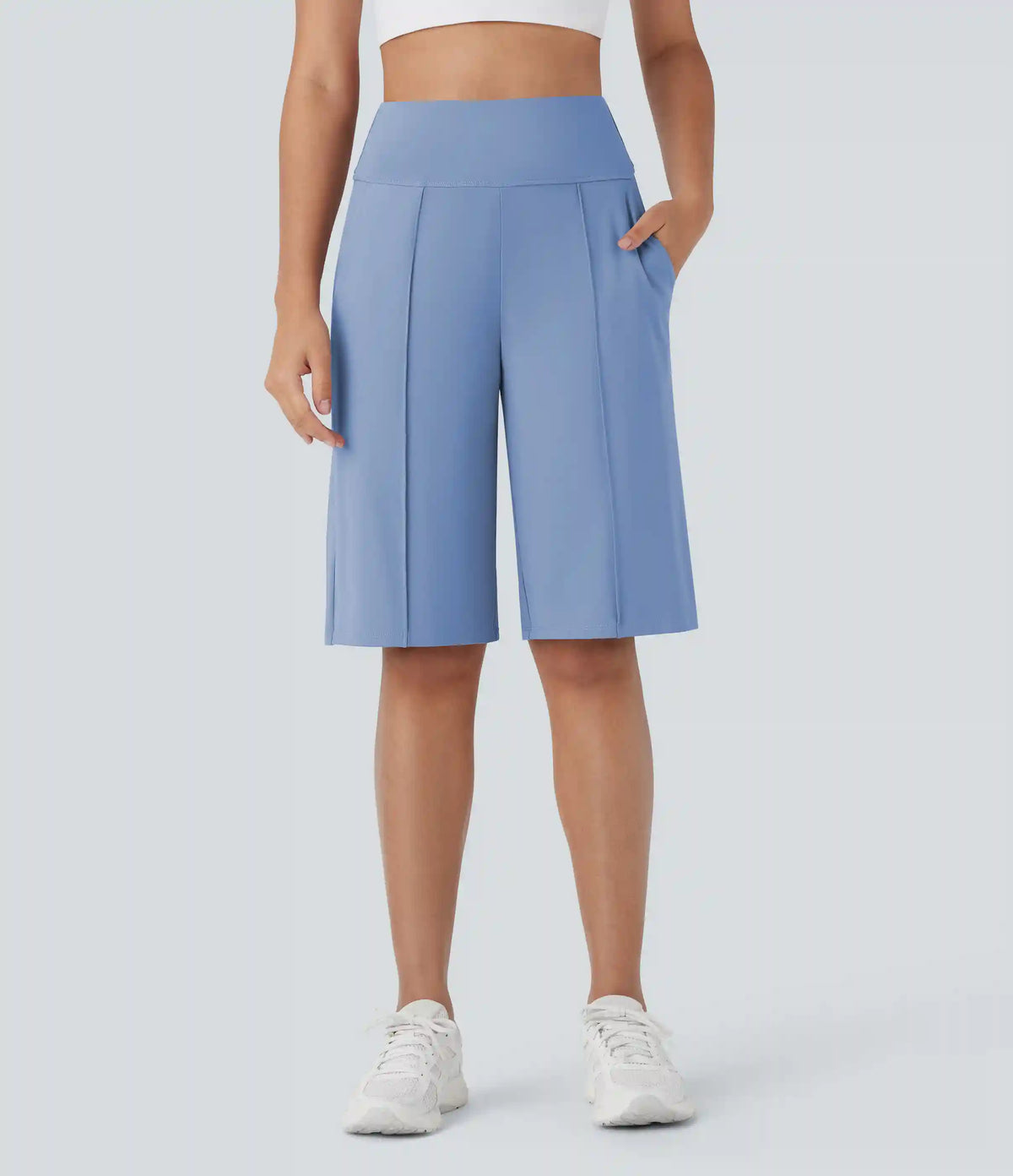 SoftlyZero™ Airy High Waisted Pocket Straight Leg Cool Touch Workout Bermuda Shorts