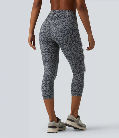 Halara UltraSculpt™ Leopard Print High Waisted Tummy Control Color Block Stripe Capri Training Leggings with Pockets