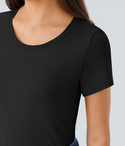 Round Neck Short Sleeve Basic Work Top