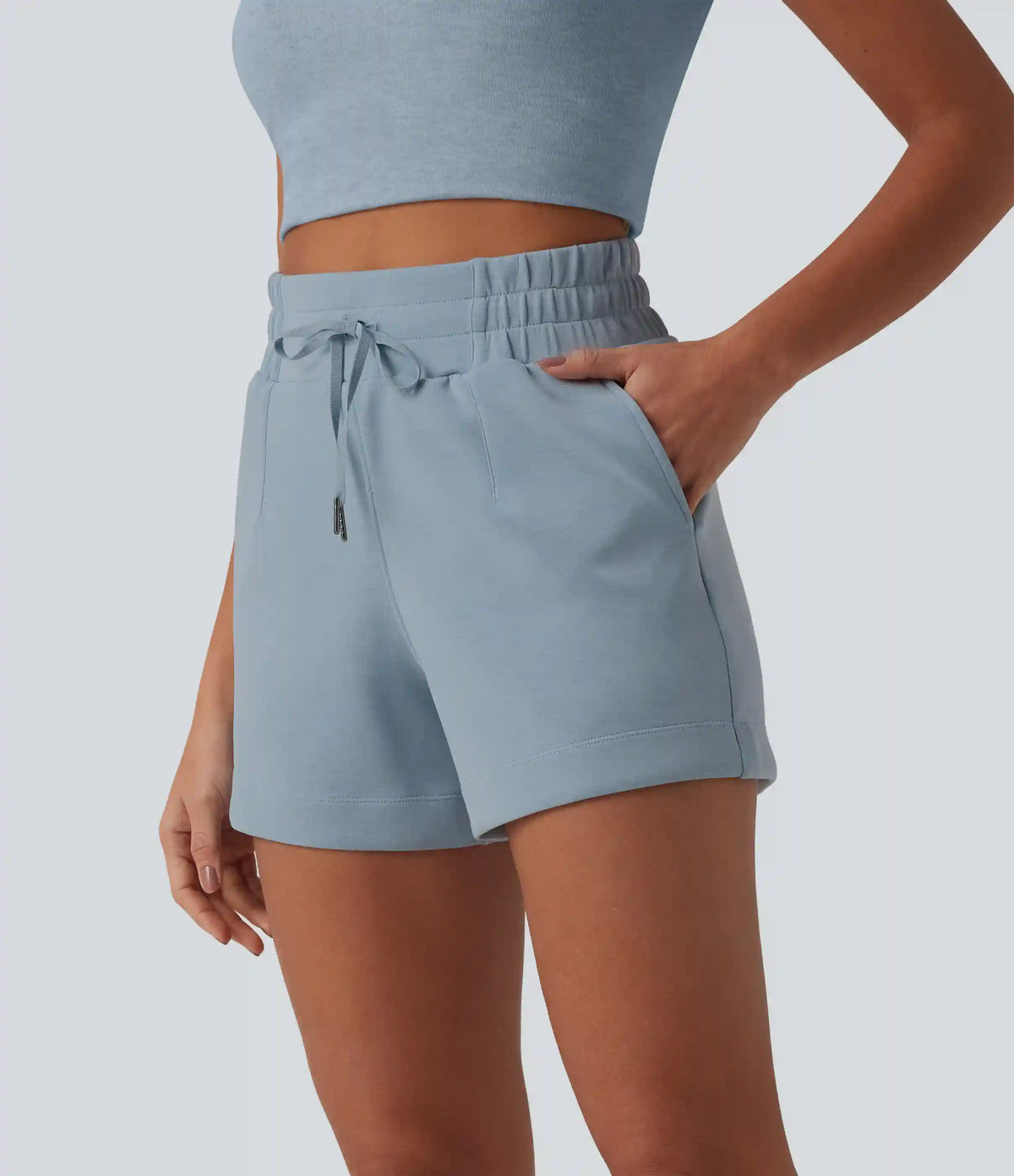 SpacerTek™ High Waisted Drawstring Casual Shorts 4'' with Pockets