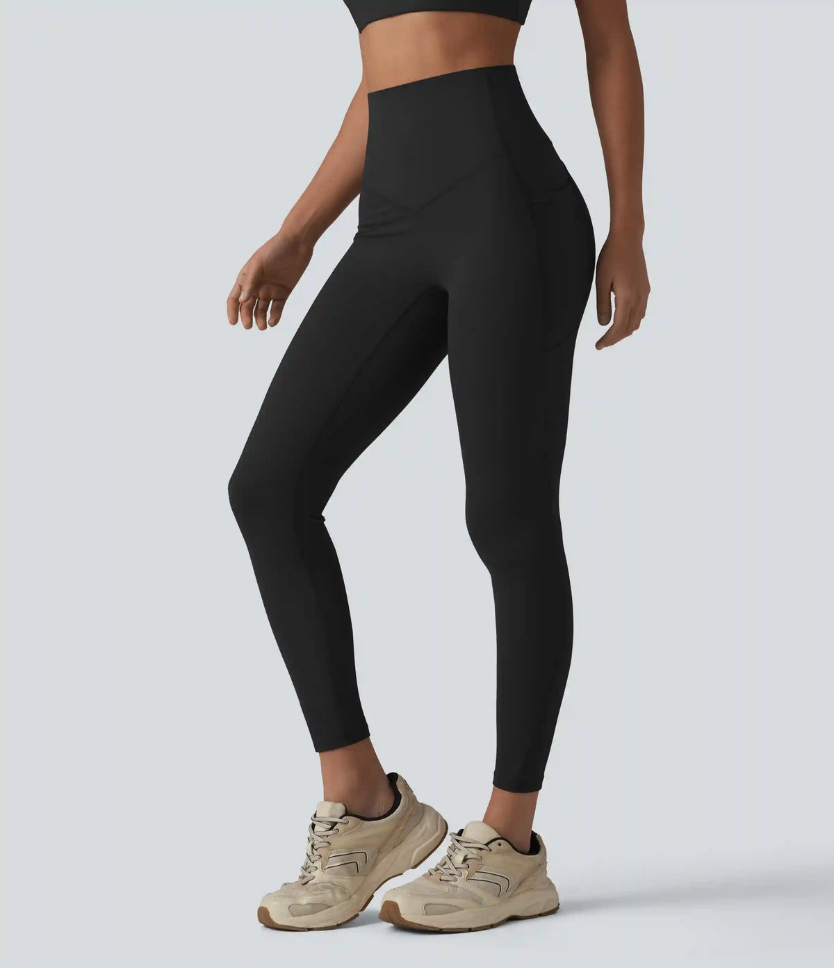 Halara UltraSculpt™ High Waisted Tummy Control Contrast Ribbed Yoga 7/8 Leggings with Pockets