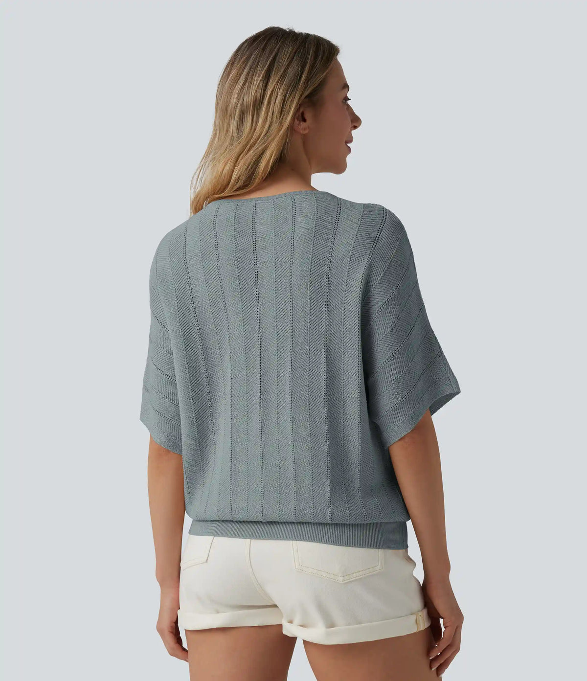 V Neck Short Sleeve Casual Sweater