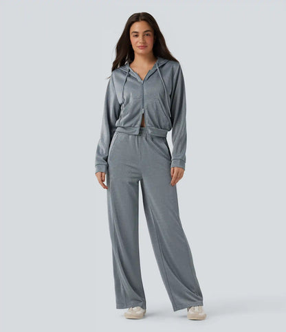 High Waisted Straight Leg Sparkle Casual Pants with Pockets