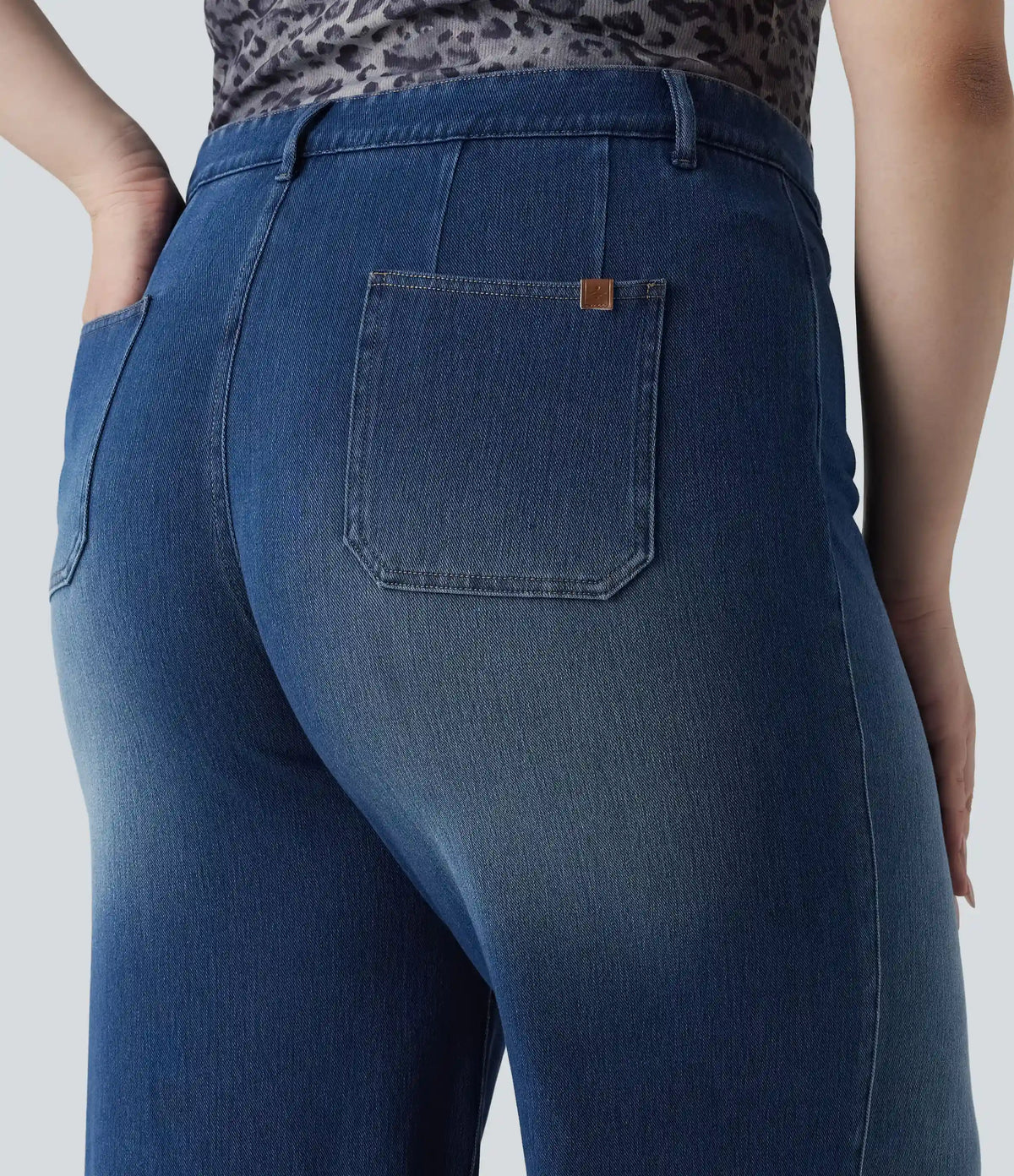 Halara Flex™ Plus Size High Waisted Tummy Control Wide Leg Casual Jeans with Pockets