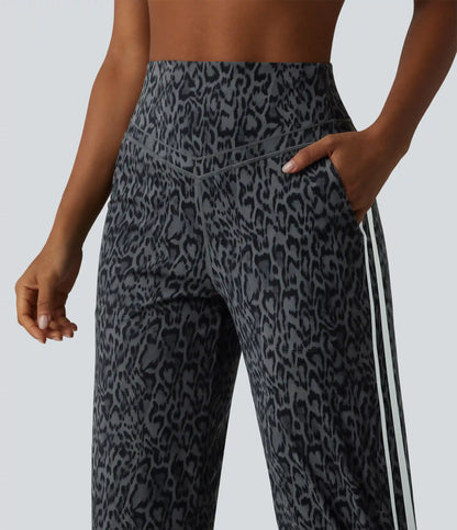 Halara UltraSculpt™ Leopard Print High Waisted Tummy Control Side Stripes Yoga Straight Leg Pants with Pockets