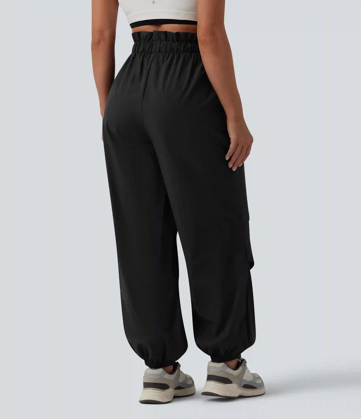 High Waisted Drawstring Parachute Workout Joggers with Pockets