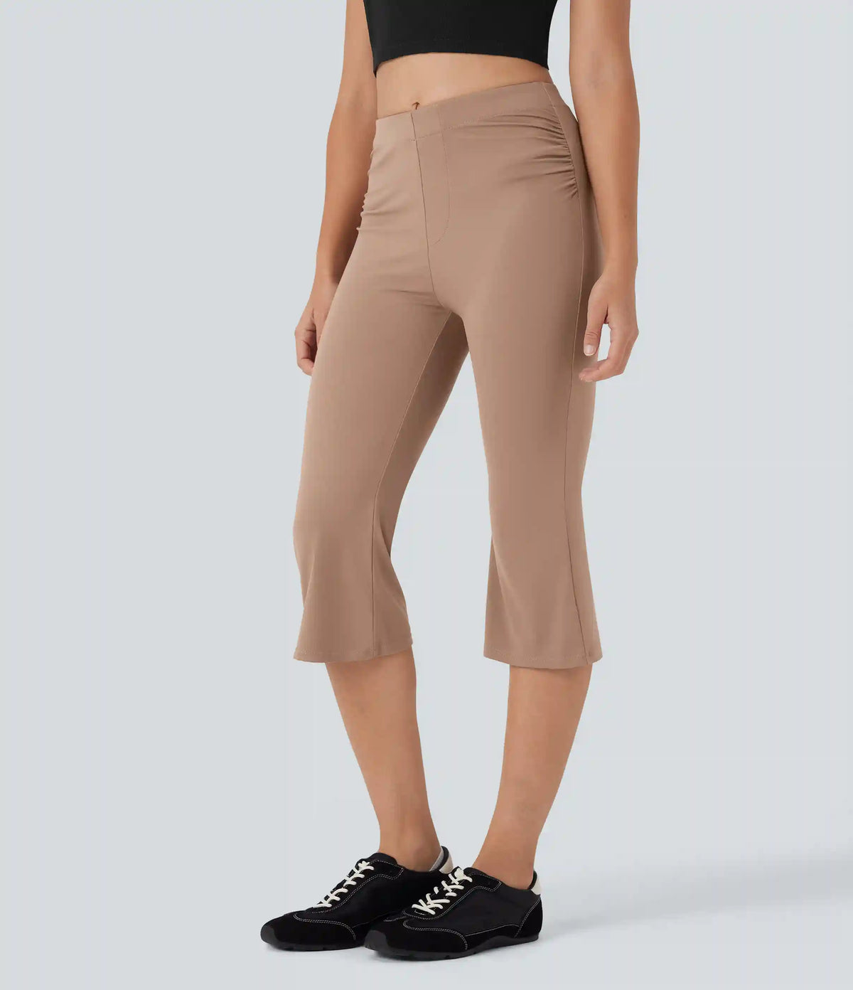Mid Rise Capri Flare Work Pants