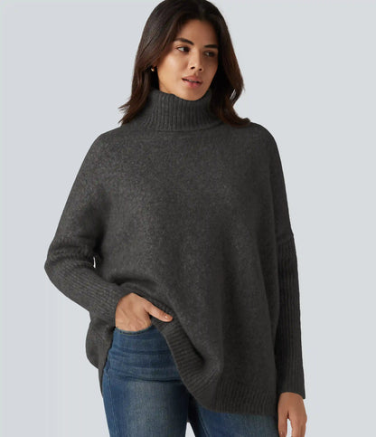 High Neck Long Sleeve Oversized Casual Sweater