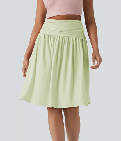 High Waisted Ruched Pocket Flowy Skirt