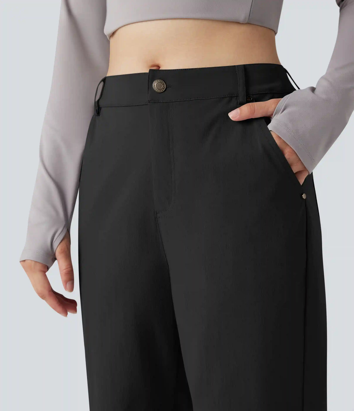 Durable Water Repellent Mid Rise Straight Leg Hiking Pants with Pockets-Adjustable Pant Length