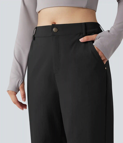 Durable Water Repellent Mid Rise Straight Leg Hiking Pants with Pockets-Adjustable Pant Length