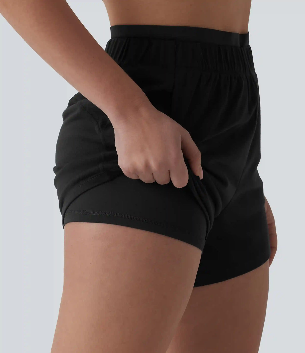 High Waisted 2-in-1 Casual Sweat Shorts 4'' with Pockets