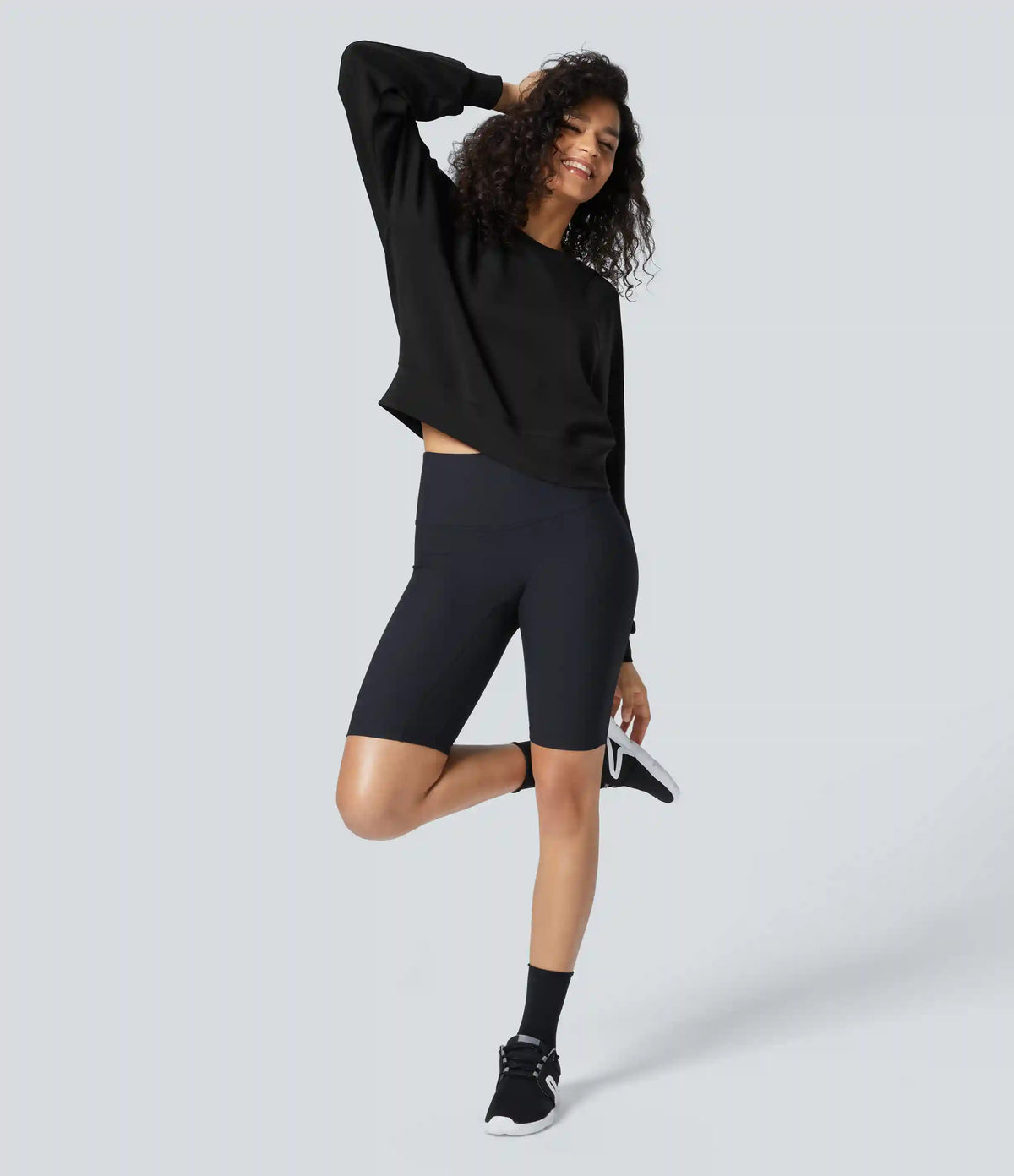 SpacerTek™ Round Neck Raglan Sleeve Solid Casual Sweatshirt