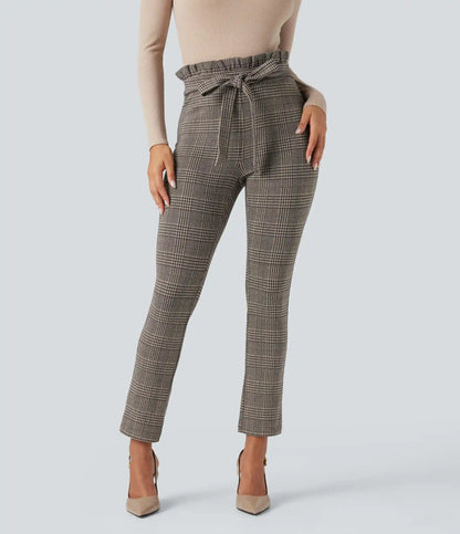 Halara Flex™ Paper Bag High Waisted Tie Houndstooth Plaid Work Skinny Pants with Pockets