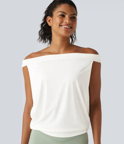 Off Shoulder InstantCool Workout Sports Top-UPF50+