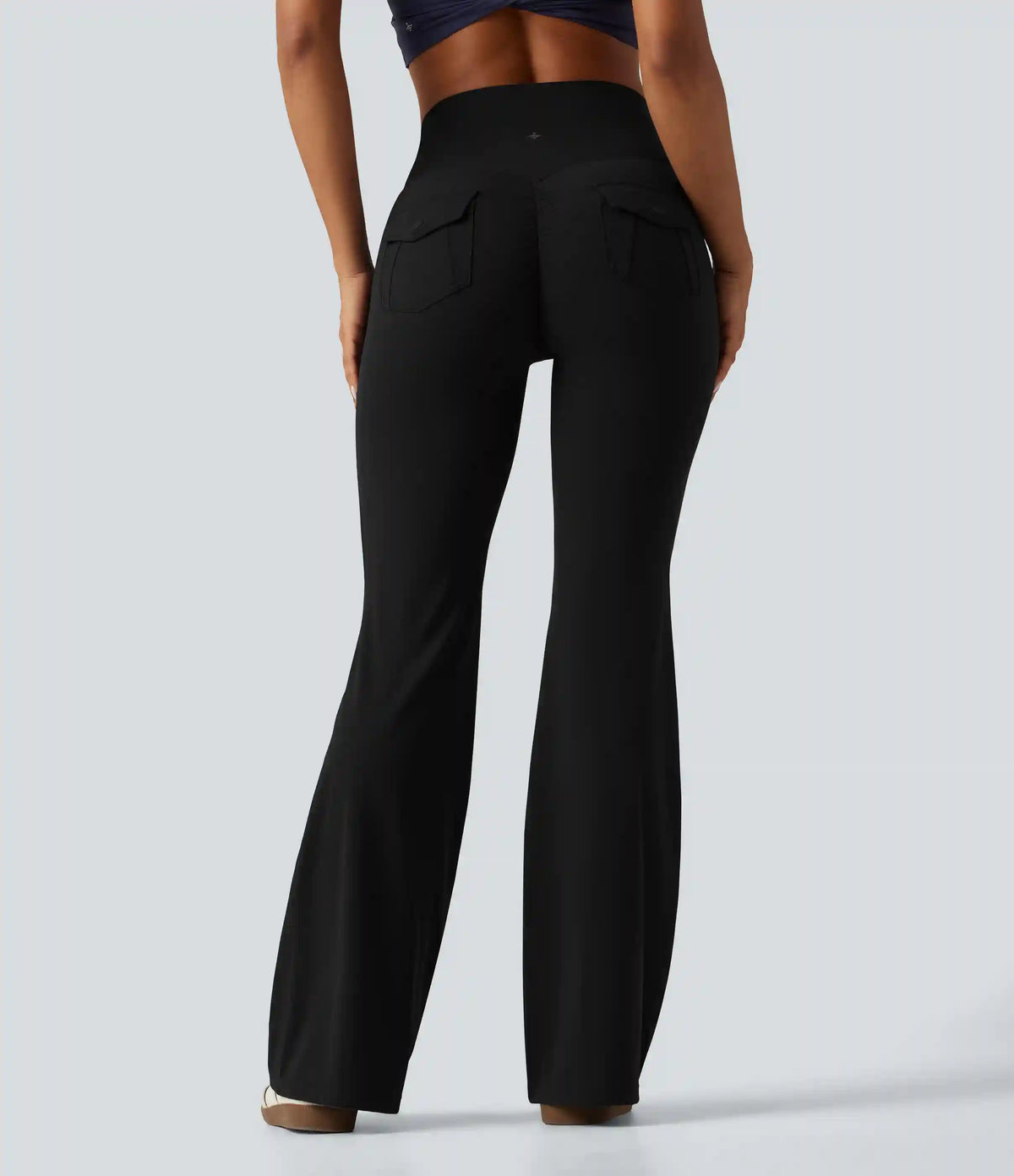 Halara UltraSculpt™ High Waisted Tummy Control Ruched Flare Yoga Leggings with Pockets
