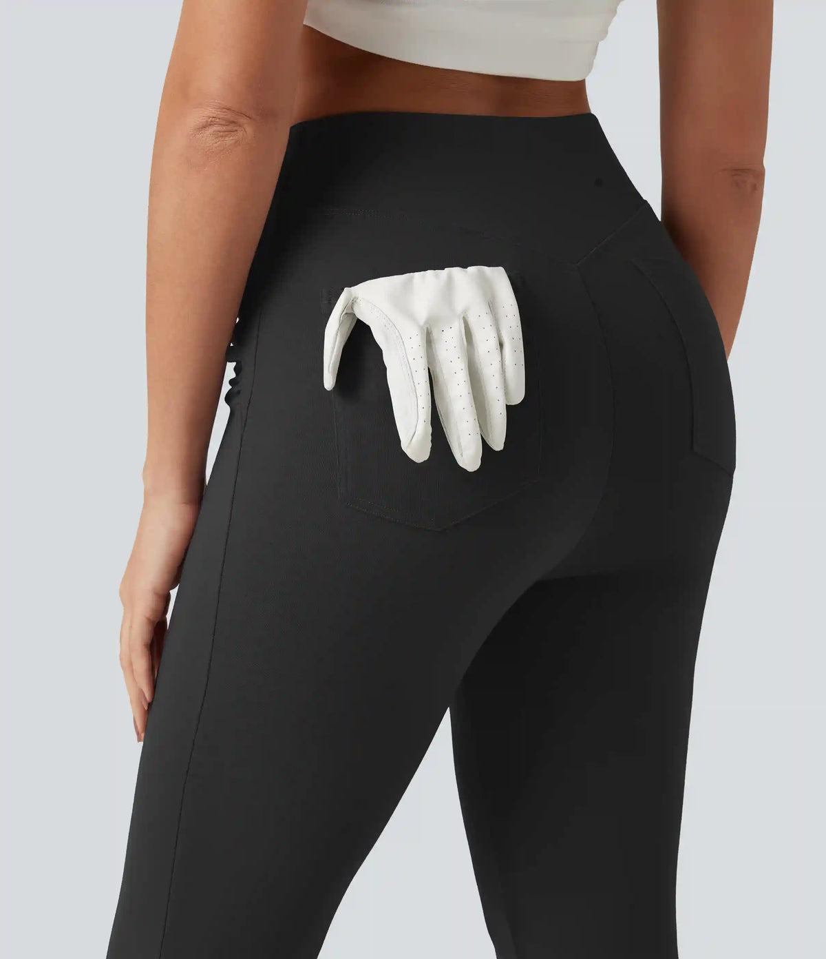 High Waisted Ruched Flare Golf Pants with Pockets-Golf Tee