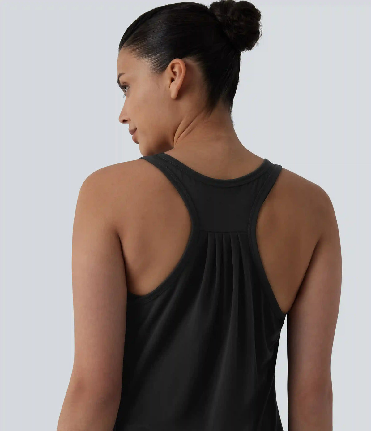 Racerback Pleated Round Neck Quick Dry Yoga Tank Top