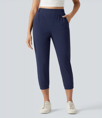 High Waisted Quick Dry Golf Cropped Joggers with Pockets