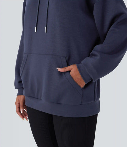 Hooded Drawstring Long Sleeve Kangaroo Pocket Crossover Casual Sweatshirt