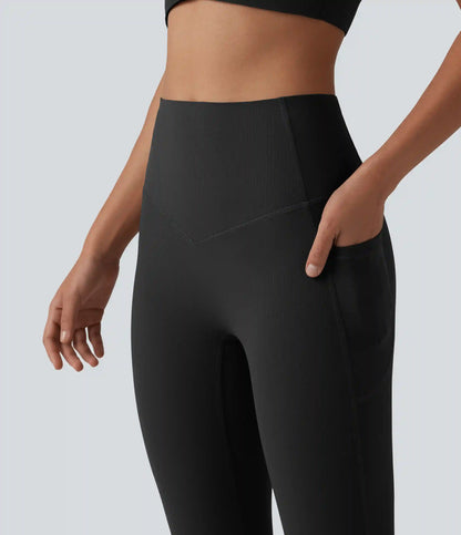 Halara UltraSculpt™ Ribbed High Waisted Tummy Control Yoga Leggings with Pockets