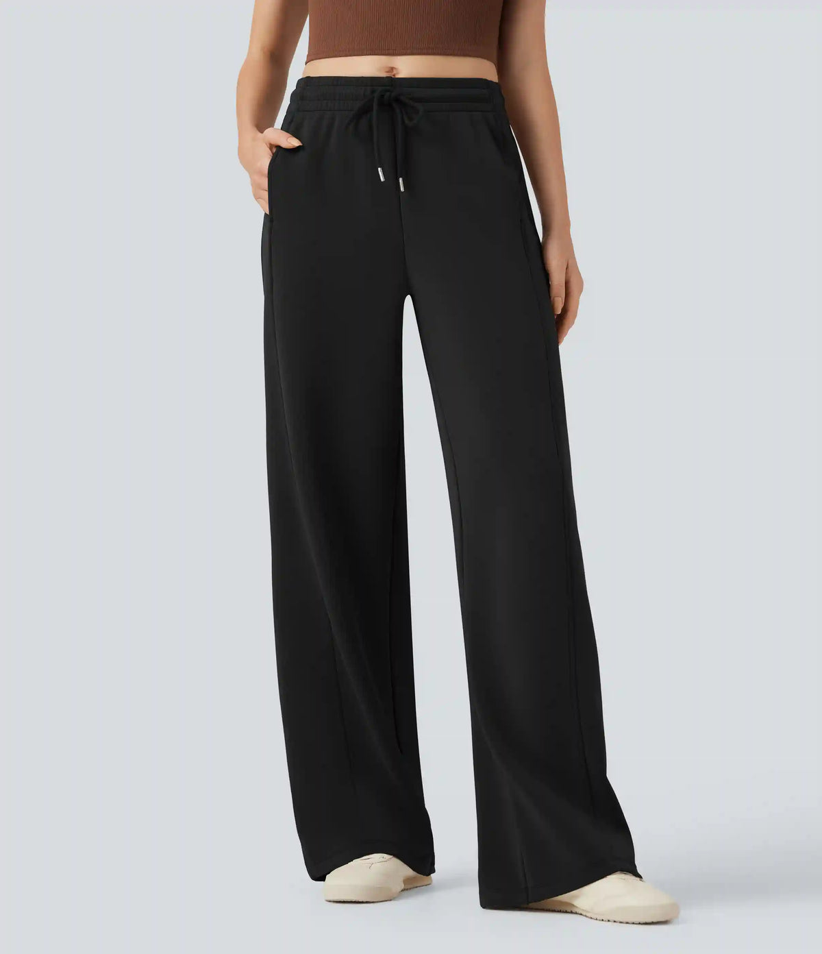 SpacerTek™ Mid Rise Drawstring Casual Straight-leg Pants with Pockets