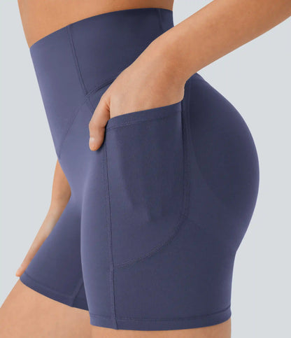 Halara UltraSculpt™ High Waisted Scrunch Butt Lifting Tummy Control Pocket Shaping Workout Biker Shorts 5''