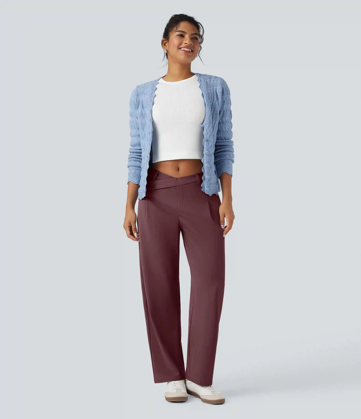 Halara Flex™ DayStretch Asymmetric Mid Rise Barrel Leg Work Pants with Pockets