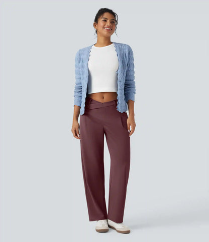 Halara Flex™ DayStretch Asymmetric Mid Rise Barrel Leg Work Pants with Pockets