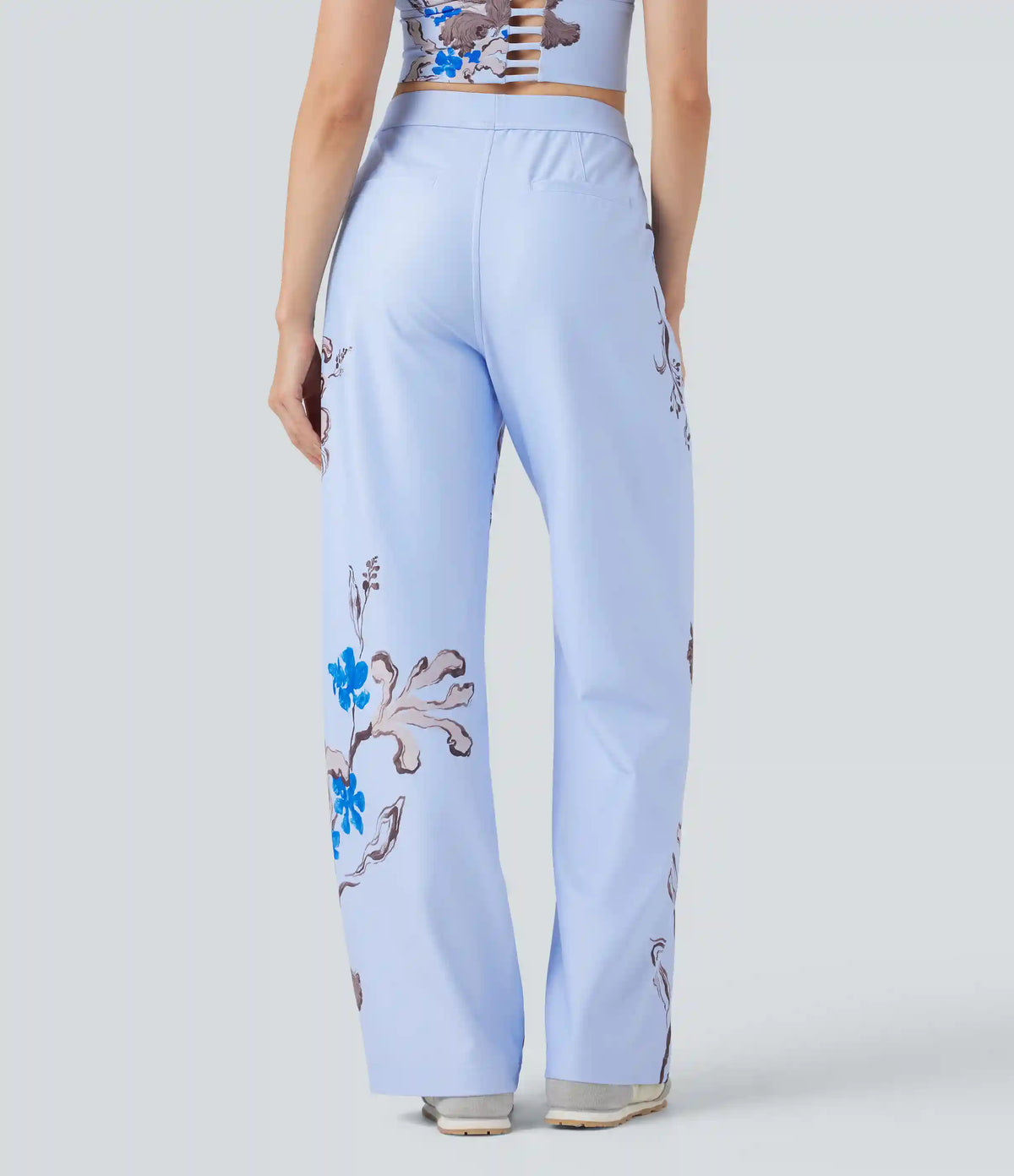 Halara X Yukiko High Waisted Straight Leg Floral Print Casual Pants with Pockets