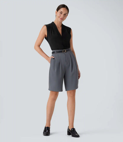 V Neck Sleeveless Work Blouse